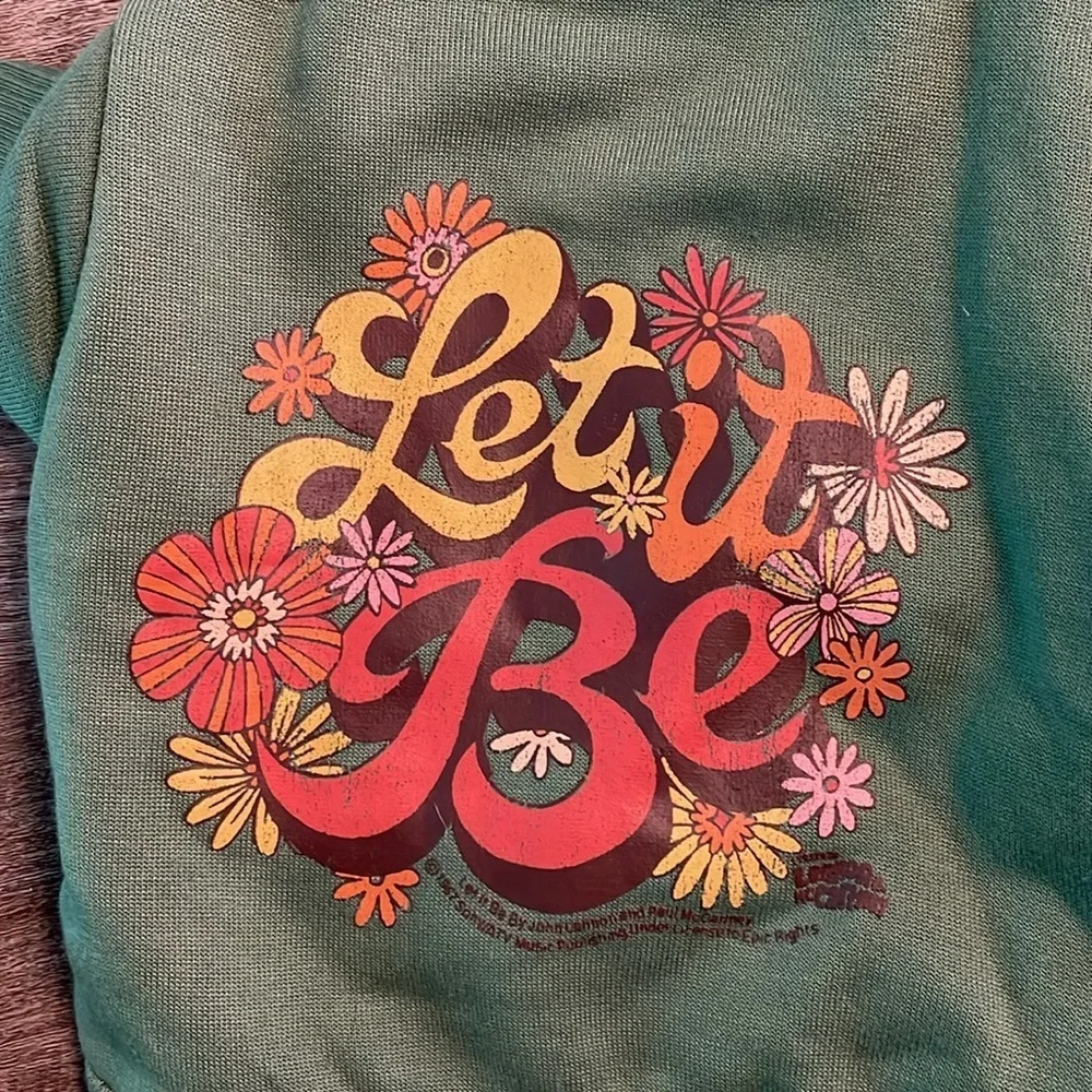 Blended Clothing Inc. Beatles Let It Be Boho Floral 60s Green Sweatshirt size XS
